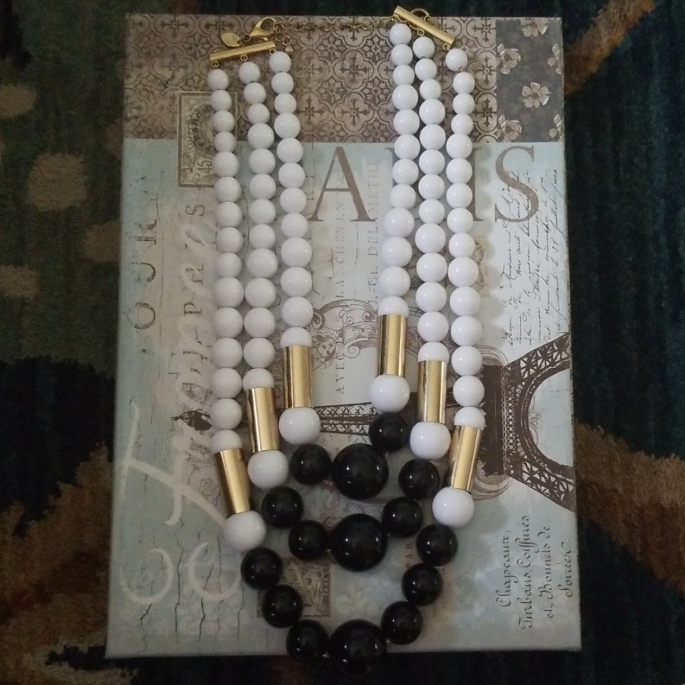 White and black bead necklace